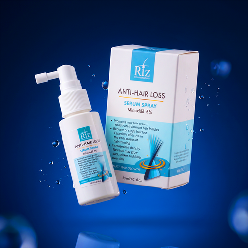 Riz Anti-Hair Loss Serum Spray 30ml Minoxidil hair growth serum bottle front view