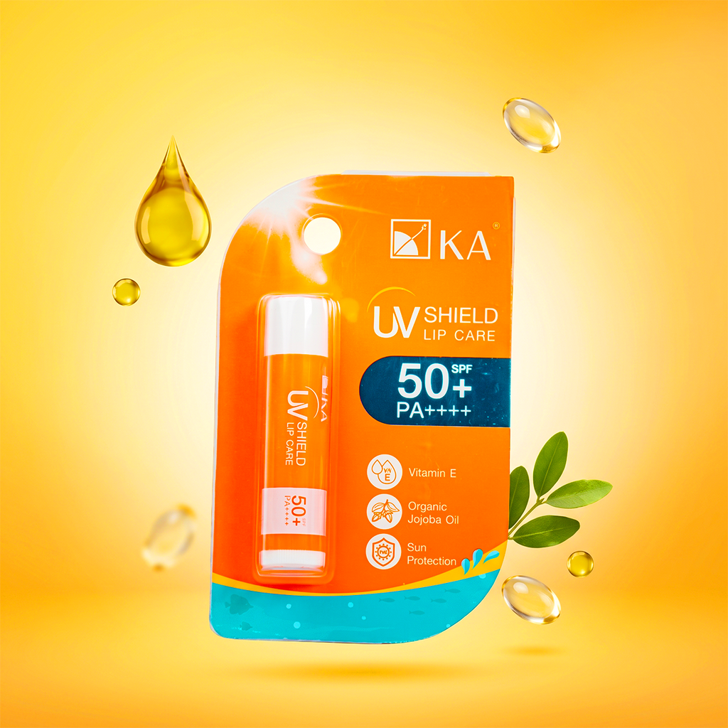 KA UV Shield Lip Care ingredients Avobenzone jojoba oil Vitamin E label